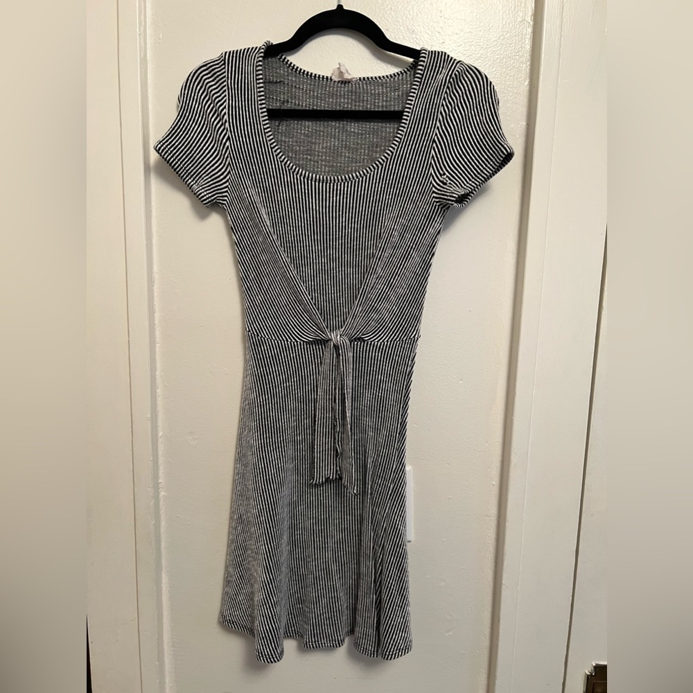 Cute black and white striped skater dress size medium